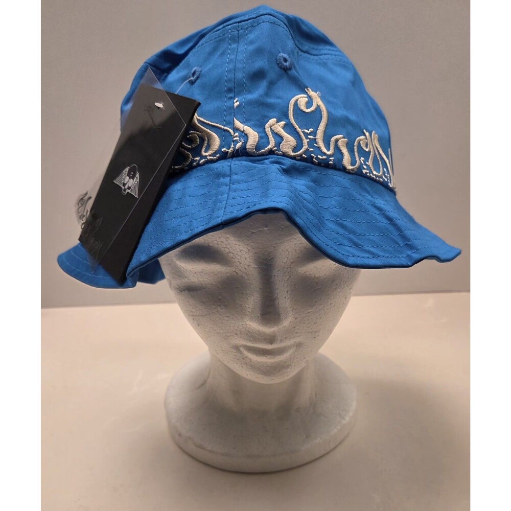 CIVIL REGIME Bucket Hat L/XL Blue/ White Embroidered Flames Streetwear NWT